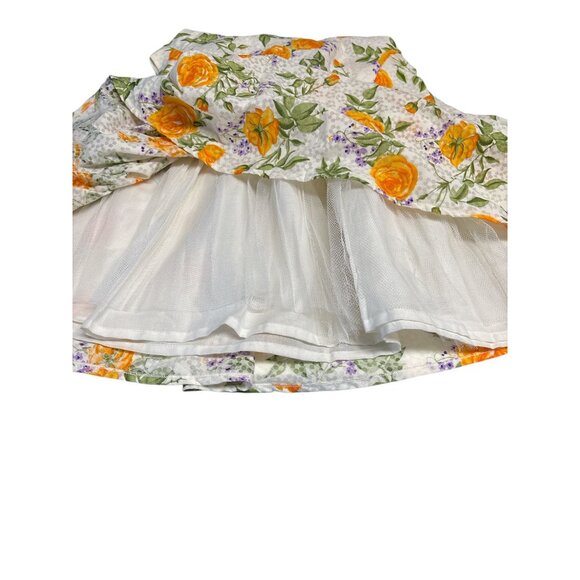 Archana Floral Girls Dress With Orange Roses & Tie Belt Size 8 Cotton Blend - Picture 4 of 6